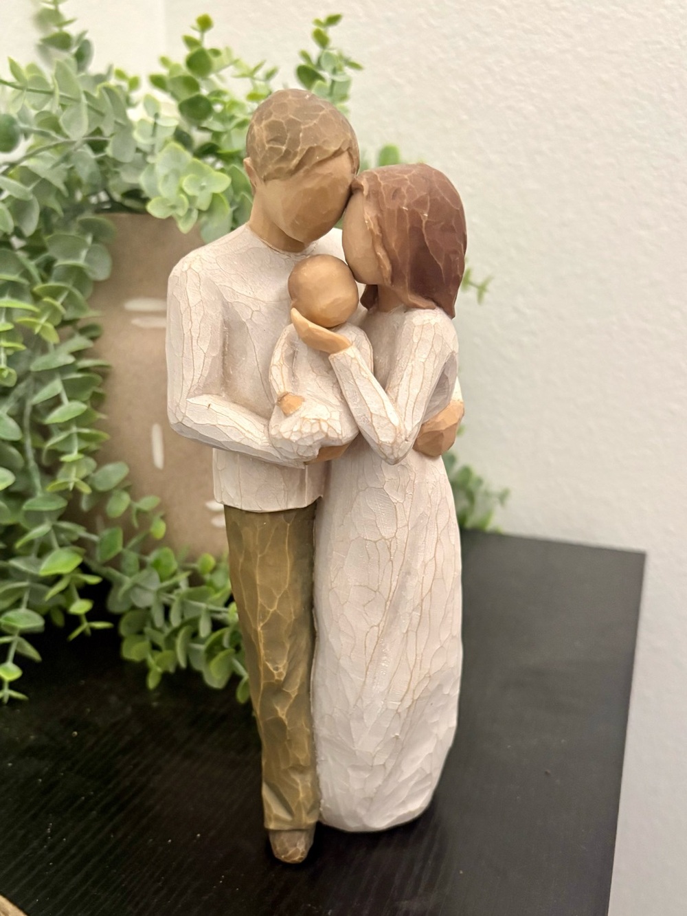 Willow Tree Mother Father and Baby Figurine - Cream, Brown